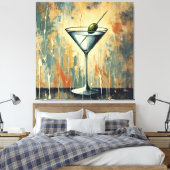 Midden Eeuwse Mixed Media Martini Kunst Canvas Afdruk (Insitu (Slaapkamer))