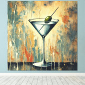 Midden Eeuwse Mixed Media Martini Kunst Canvas Afdruk (Insitu (Houten vloer))