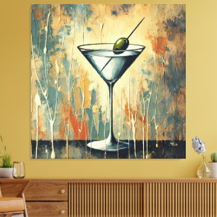 Midden Eeuwse Mixed Media Martini Kunst Canvas Afdruk