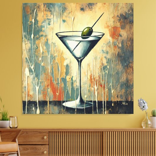 Midden Eeuwse Mixed Media Martini Kunst Canvas Afdruk (Insitu (Woonkamer))
