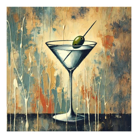 Midden Eeuwse Mixed Media Martini Kunst Foto Afdruk (Voorkant)