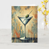 Midden Eeuwse Mixed Media Martini Kunst Kaart (Gele Bloem)
