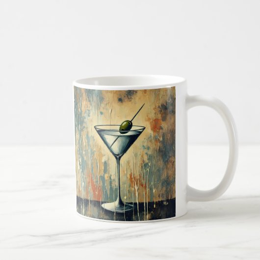 Midden Eeuwse Mixed Media Martini Kunst Koffiemok (Rechts)