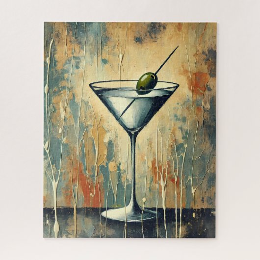 Midden Eeuwse Mixed Media Martini Kunst Legpuzzel (Verticaal)