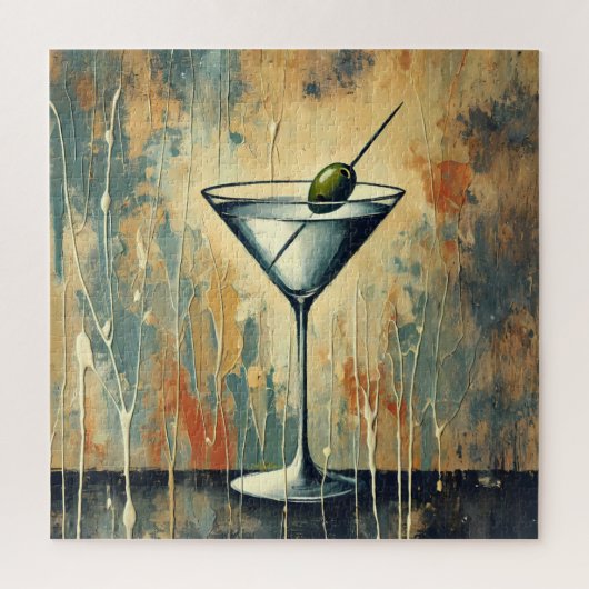 Midden Eeuwse Mixed Media Martini Kunst Legpuzzel (Verticaal)
