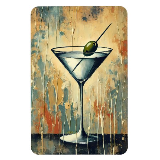 Midden Eeuwse Mixed Media Martini Kunst Magneet (Verticaal)