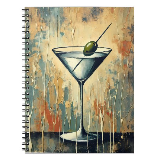Midden Eeuwse Mixed Media Martini Kunst Notitieboek (Voorkant)