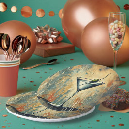 Midden Eeuwse Mixed Media Martini Kunst Papieren Bordje