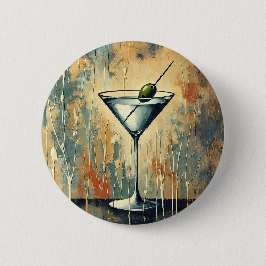 Midden Eeuwse Mixed Media Martini Kunst Ronde Button 5,7 Cm (Voorkant)