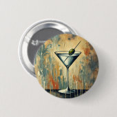 Midden Eeuwse Mixed Media Martini Kunst Ronde Button 5,7 Cm (Voorkant /achterkant)