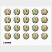 Midden Eeuwse Mixed Media Martini Kunst Ronde Sticker (Vel)