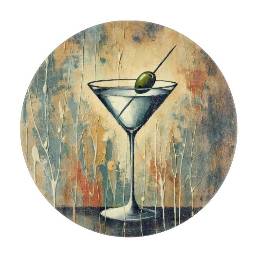 Midden eeuwse mixed media Martini kunst Snijplank (Voorkant)