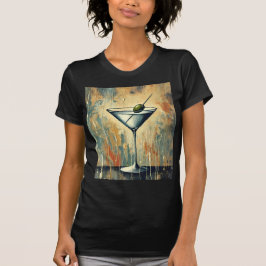 Midden Eeuwse Mixed Media Martini Kunst T-shirt