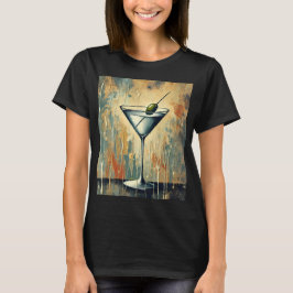 Midden Eeuwse Mixed Media Martini Kunst T-shirt