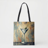 Midden Eeuwse Mixed Media Martini Kunst Tote Bag (Voorkant)