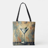 Midden Eeuwse Mixed Media Martini Kunst Tote Bag (Achterkant)