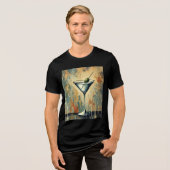 Midden Eeuwse Mixed Media Martini Kunst Tri-Blend Shirt (Voorkant volledig)