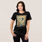 Midden Eeuwse Mixed Media Martini Kunst Tri-Blend Shirt (Voorkant volledig)