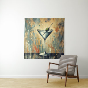 Midden Eeuwse Mixed Media Martini Kunst Wandkleed