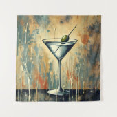 Midden Eeuwse Mixed Media Martini Kunst Wandkleed (Voorkant)