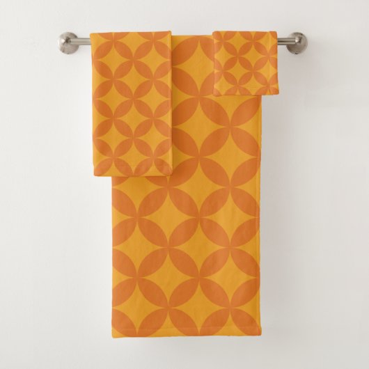 Midden-eeuwse mod geometrische retro moderne Oranj Bad Handdoek (Insitu)