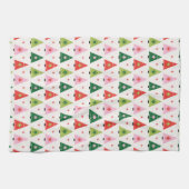 Midden-eeuwse mod Rode en Groene Kerst Theedoek (Horizontaal)