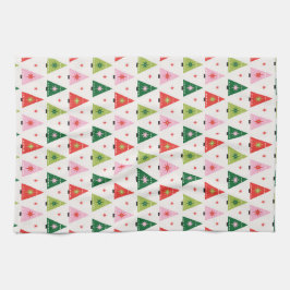 Midden-eeuwse mod Rode en Groene Kerst Theedoek