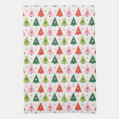 Midden-eeuwse mod Rode en Groene Kerst Theedoek (Verticaal)