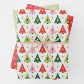 Midden-eeuwse mod Rood en Groen Kerstmis Inpakpapier Vel (In situ)