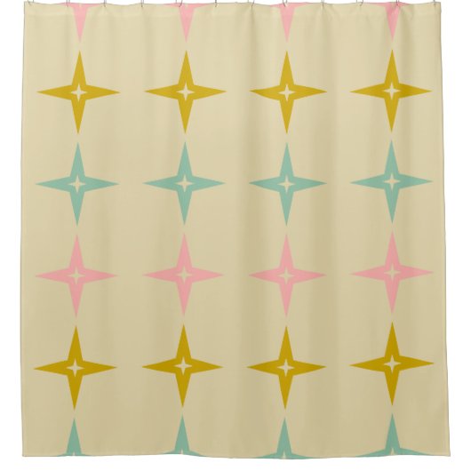 Midden-eeuwse mod sterren in  kleuren douchegordijn (Voorkant)