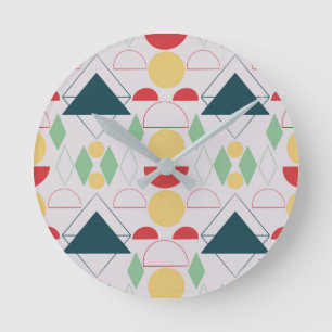 Midden-eeuwse modder Geometric Grey Ronde Klok