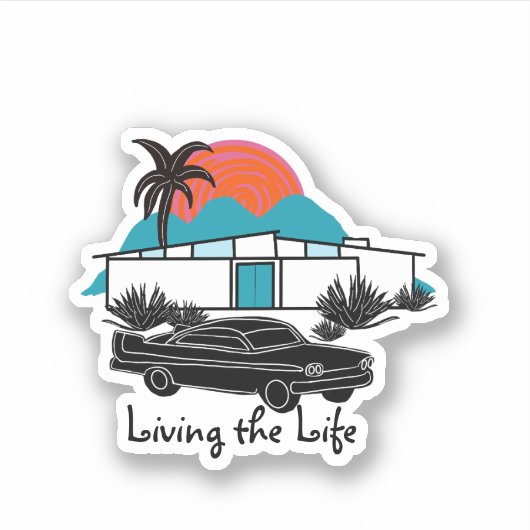 Midden-eeuwse Modern Huis Auto Palm sticker (Voorkant)