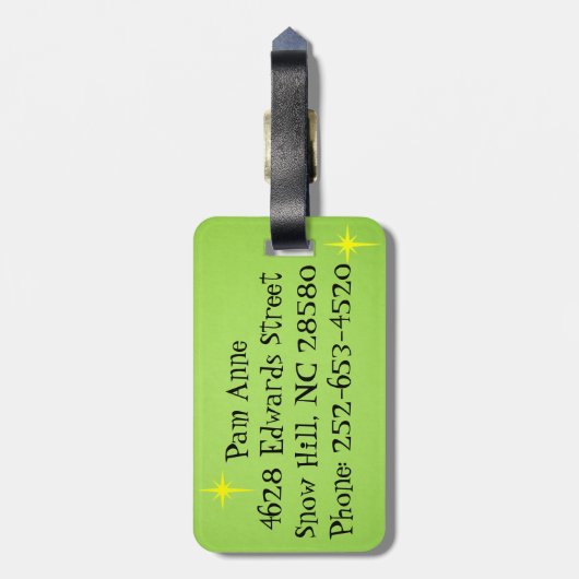 Midden-eeuwse Modern Retro Bagagelabel huisvrouw (Achterkant verticaal)