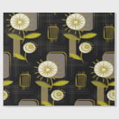 Midden-eeuwse Modern, Retro, Floral Pattern Cadeaupapier (Vlak)