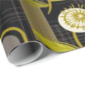 Midden-eeuwse Modern, Retro, Floral Pattern Cadeaupapier (Rol Hoek)