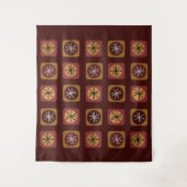 Midden-eeuwse Modern Sputnik Squares Bourgogne Wandkleed (Voorkant)