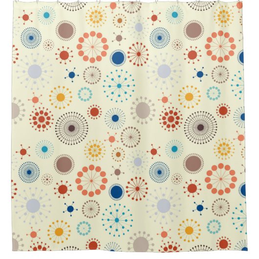 Midden-eeuwse Modern Starburst Douchegordijn (Voorkant)