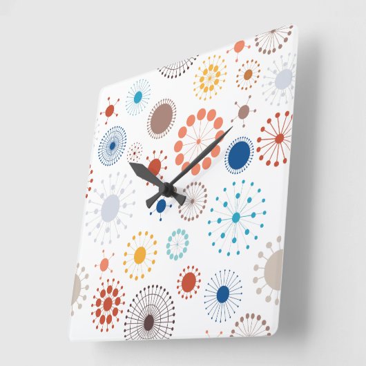 Midden-eeuwse Modern Starburst Vierkante Klok (Hoek)