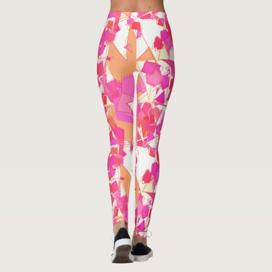 Midden-eeuwse moderne Abstract, Fuchsia, koraal Si Leggings (Achterkant)