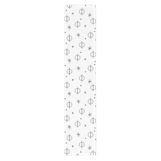 Midden-eeuwse moderne Abstracte cirkels wit Korte Tafelloper (Voorkant)