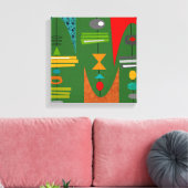 Midden-eeuwse moderne Abstracte kunst groen Canvas Afdruk (Insitu (Woonkamer))