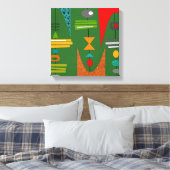 Midden-eeuwse moderne Abstracte kunst groen Canvas Afdruk (Insitu (Slaapkamer))