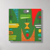 Midden-eeuwse moderne Abstracte kunst groen Canvas Afdruk (Voorkant)