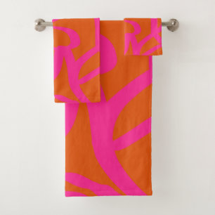 Midden-eeuwse moderne Abstracte lijnen Oranje en r Bad Handdoek