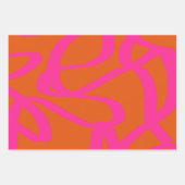 Midden-eeuwse moderne Abstracte lijnen Oranje en r Inpakpapier Vel (Voorkant 3)