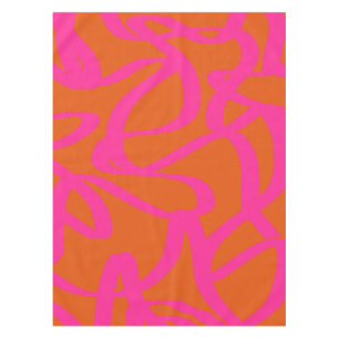 Midden-eeuwse moderne Abstracte lijnen Oranje en r Tafelkleed