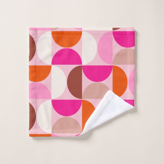 Midden-eeuwse moderne Abstracte patroonroze Sinaas Bad Handdoek (Wasdoekje)