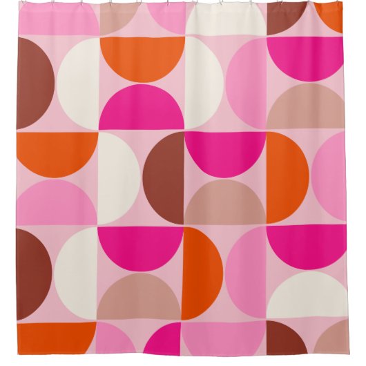 Midden-eeuwse moderne Abstracte patroonroze Sinaas Douchegordijn (Voorkant)