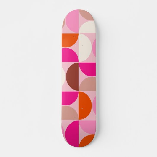 Midden-eeuwse moderne Abstracte patroonroze Sinaas Persoonlijk Skateboard (Voorkant)