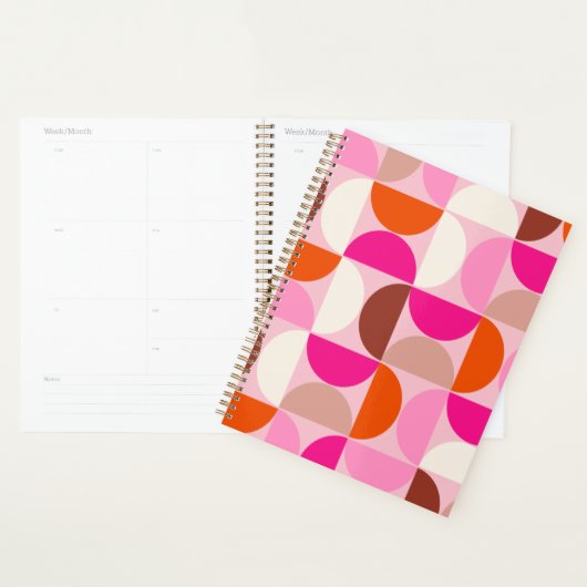 Midden-eeuwse moderne Abstracte patroonroze Sinaas Planner (Display)